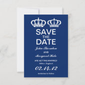 Blauw Koninklijk Paar Bewaar de Datum Save The Date (Voorkant)