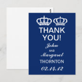 Blauw Koninklijk paar Dank u Briefkaart (Voorkant / Achterkant)