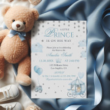 Blauw Koninklijke Prins Baby Shower Uitnodiging Ko