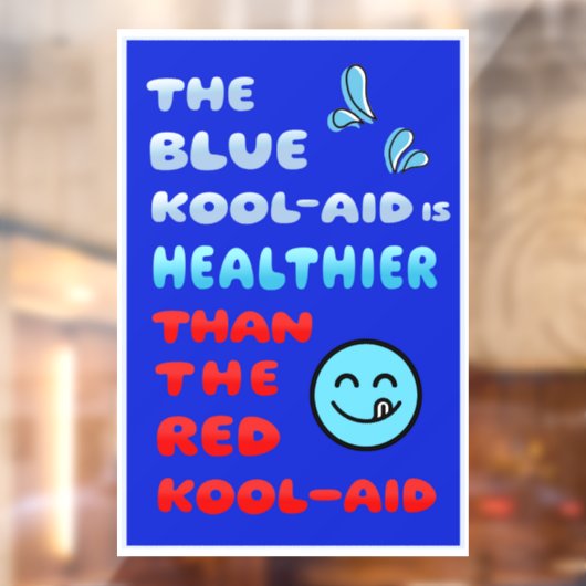 Blauw Kool Aid RAAMSTICKER TEKEN BLAUW (Vel 2)