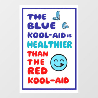 Blauw Kool-Aid VENSTERSTICKER TEKEN WIT Raamsticker