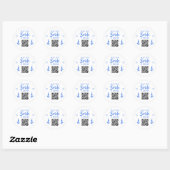 Blauw Koop de Bruid een Drink QR Code Meidenavond Ronde Sticker (Vel)