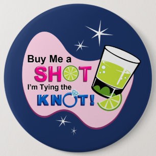 Blauw: "Koop me een schots ik verbind de knoop" Ronde Button 6,0 Cm