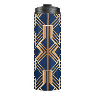 BLAUW & KOPER ART DECO PATROON THERMOSBEKER