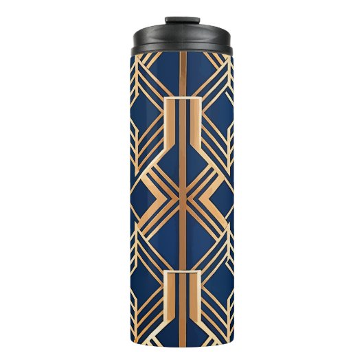 BLAUW & KOPER ART DECO PATROON THERMOSBEKER (Voorkant)