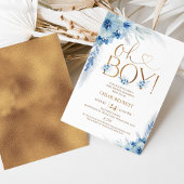 Blauw Koper Boho Pampas Grass Oh Boy Baby shower Kaart