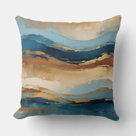 Blauw koper en goud golven kussen