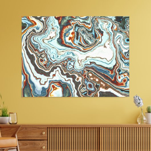 Blauw Koper Marmer Geode Stroom Canvas Afdruk (Insitu (Woonkamer))