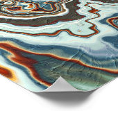 Blauw Koper Marmer Geode Stroom Poster (Hoek)