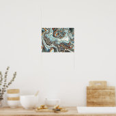 Blauw Koper Marmer Geode Stroom Poster (Keuken)