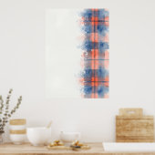 Blauw Koraal Abstract Tartan Poster (Keuken)