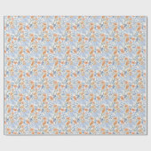 Blauw & Koraal Aquarel Bloementuin Cadeaupapier (Vlak)