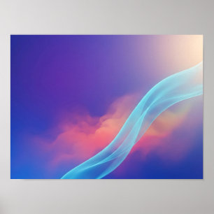 Blauw koraal atmosferische vloeibare abstracte pos poster