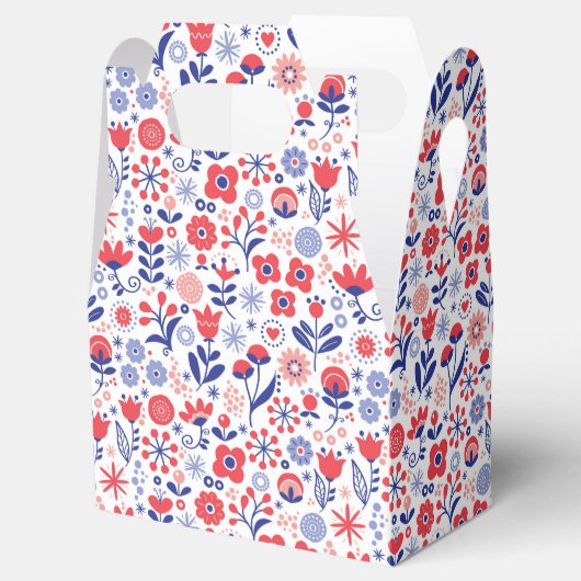 Blauw & koraal bloemenpatroon bedankdoosjes (Geopend)