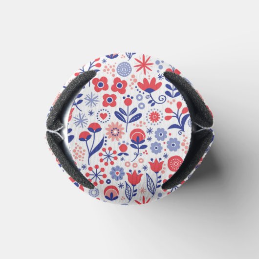 Blauw & koraal bloemenpatroon blikjeskoeler (Bodem)