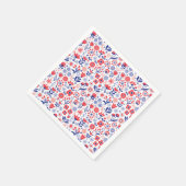 Blauw & koraal bloemenpatroon servet (Hoek)