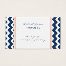 Blauw koraal Chevron bruiloft gunst Labels Visitekaartjes