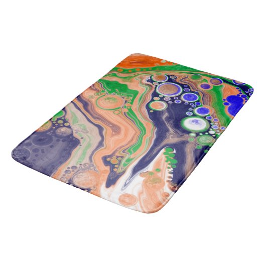 Blauw, koraal en groen gekleurd gekleurd en vloeib badmat (Gekanteld)