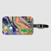 Blauw, koraal en groen giet schilderen vloeibare k bagagelabel (Voorkant (horizontaal))