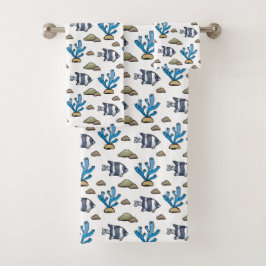 Blauw Koraal En Tropische Vissen Zee Bad Handdoek