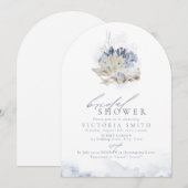 Blauw koraal en zeeschelpen met het Vrijgezellenfe Kaart (Voorkant / Achterkant)