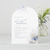 Blauw koraal en zeeschelpen met het Vrijgezellenfe Kaart (Staand voorkant)