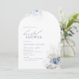 Blauw koraal en zeeschelpen met het Vrijgezellenfe Kaart