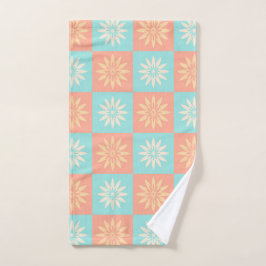 Blauw Koraal Geel Bloem Motief Handdoek