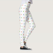 Blauw koraal Groen Polka Dot Patroon op Wit Leggings (Rechts)
