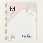 Blauw Koraal Marmer Trendy Monogram Planner (Voorkant)