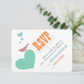 Blauw Koraal Mint Bloemtypografie Trouwkaarten Kaart (Staand voorkant)