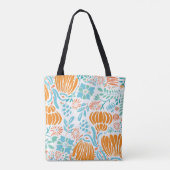 Blauw, Koraal & Mint Moderne Bloemen Tote Bag (Achterkant)