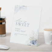 Blauw koraal & schelpen strand liefde is zoete gun reclamebord met voetstuk (Insitu)