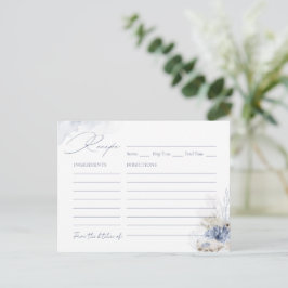 Blauw koraal & schelpen strand thema Receptkaart Briefkaart