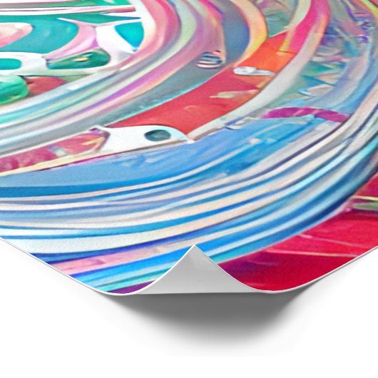 Blauw koraal strand Abstracte kunst Poster (Hoek)