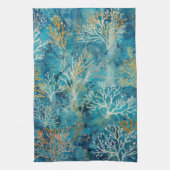 Blauw Koraal Strand Patroon Theedoek (Verticaal)