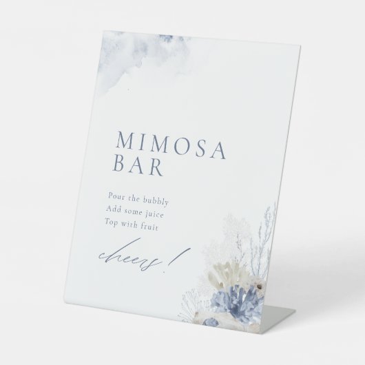 Blauw koraal & zeeschelpen Strand Vrijgezellenfees Reclamebord Met Voetstuk (Voorkant)