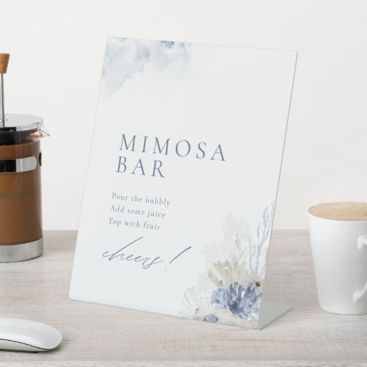 Blauw koraal & zeeschelpen Strand Vrijgezellenfees Reclamebord Met Voetstuk (Insitu)