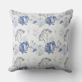 Blauw koraalpatroon kussen