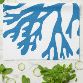 blauw koraalsilhouet theedoek (Gevouwen)