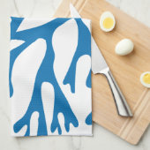 blauw koraalsilhouet theedoek (Quarter Fold)