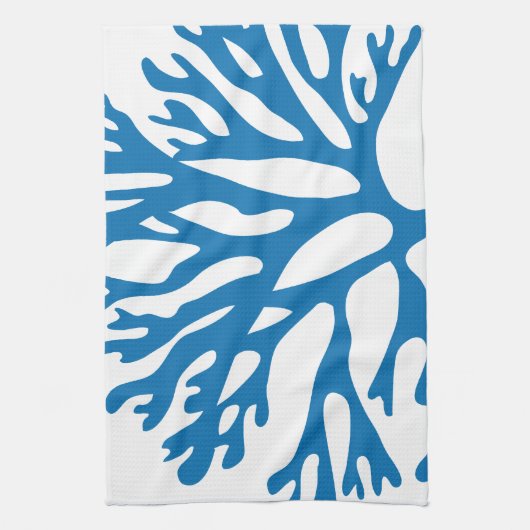 blauw koraalsilhouet theedoek (Verticaal)