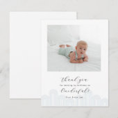 Blauw Koreaanse Dol eerste verjaardag foto dank je Kaart (Voorkant / Achterkant)