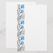 Blauw korenbloem kruissteek ontwerp briefpapier (Voorkant / Achterkant)