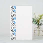 Blauw korenbloem kruissteek ontwerp briefpapier (Staand voorkant)