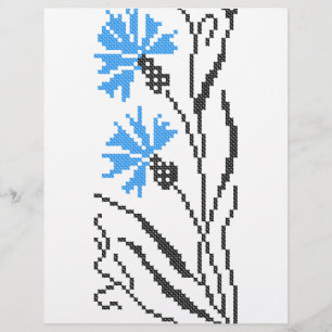 Blauw Korenbloem kruissteek ontwerp Flyer