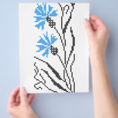 Blauw Korenbloem kruissteek ontwerp Flyer (Hand)