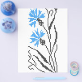 Blauw Korenbloem kruissteek ontwerp Flyer (Enkel)