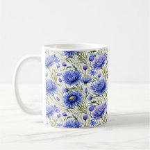 Blauw Korenbloem Naadloos Patroon, Blauwe Bloemen