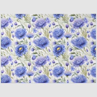 Blauw Korenbloem Naadloos Patroon, Blauwe Bloemen Tissuepapier